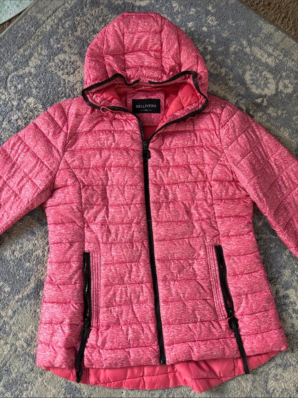 Bellivera Girls' Hooded Coral Pink Quilted Puffer Jacket